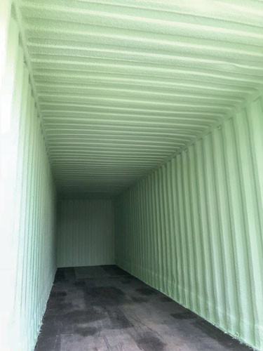 a spray polyurethane foam installation to a shipping container unit that was to be utilized to store security cameras, audio and video components, and some computers